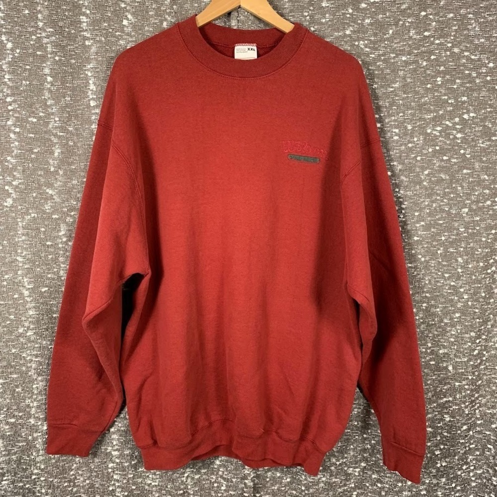 Vintage 90s‎ Wilson Maroon Crewneck Sweatshirt USA Made XXL Pro 5000 Embroidered